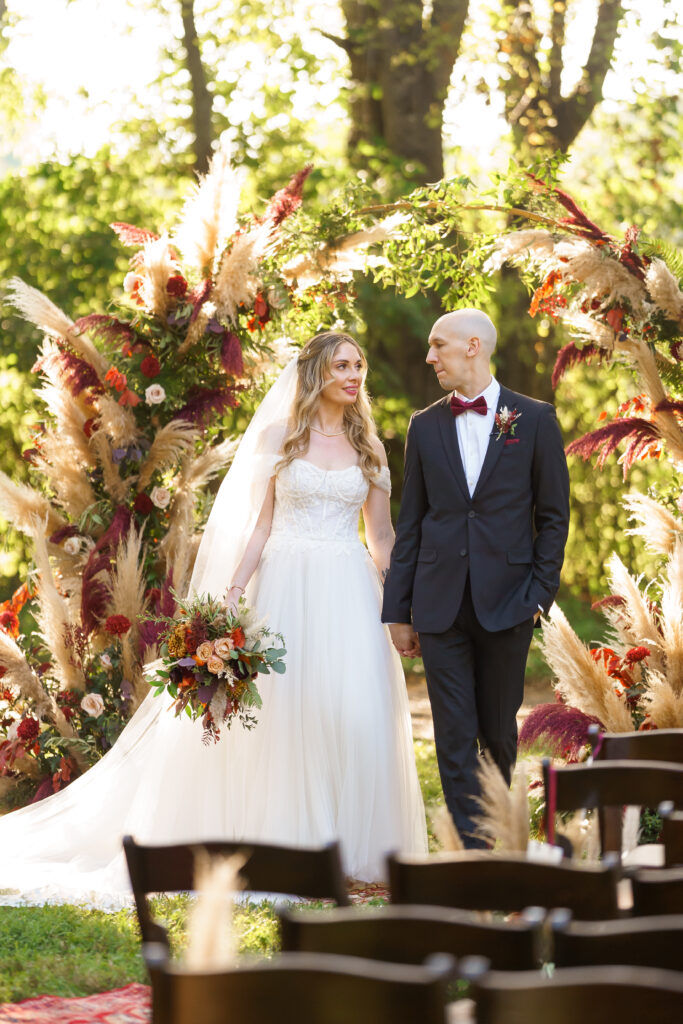 Bride and groom at Treemont Mansion